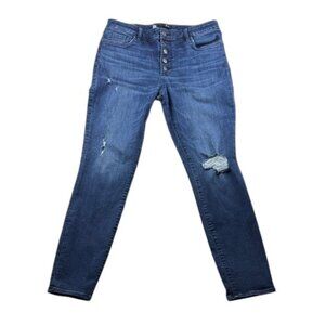 Kut from the Kloth Jeans Mia High Rise Skinny Button Fly Distressed Blue Women’s